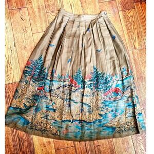 VTG The Villager Fox Hunt Countryside Wool Blend Pleated Skirt Women Sz 8‎ 26